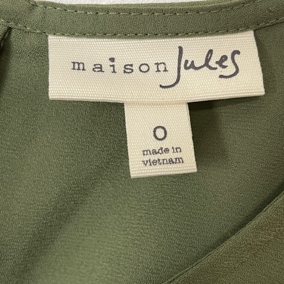 Maison Jules Fit &Flare Lace Sleeveless Eyelashes Hem Line  Burnt Olive Green 0 - Picture 7 of 11